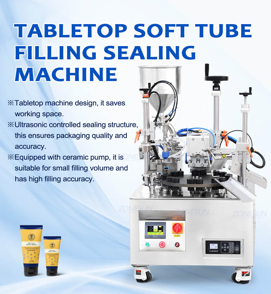 squeezable tube filling sealing machine