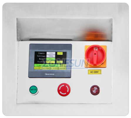 control panel of squeezable tube filling sealing machine