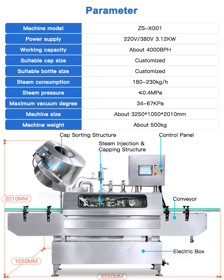 steam vacuum capping machine