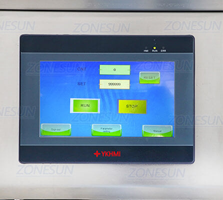 control panel of tabletop liquor filling line