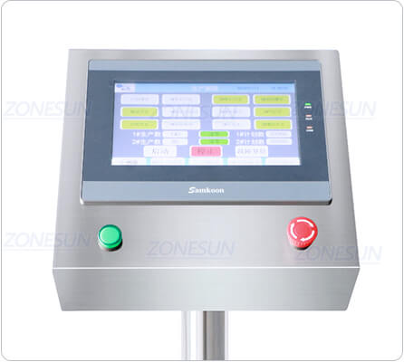 control panel of tapered bucket labeling machine