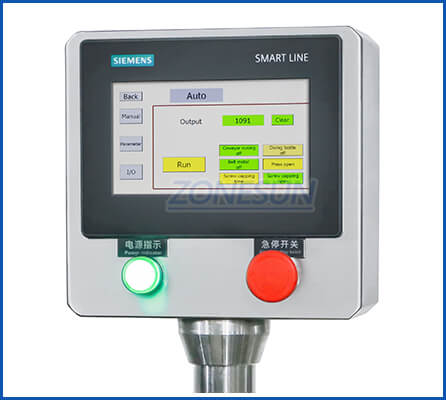 control panel of twist off capping machine