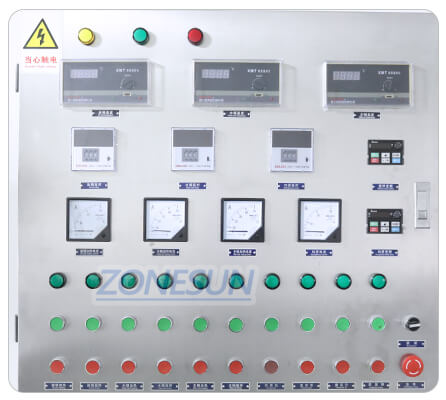 control panel of vacuum homogenizing emulsifier