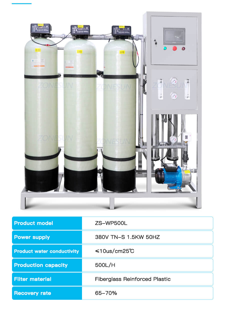 Sistema de purificação de água de 500l