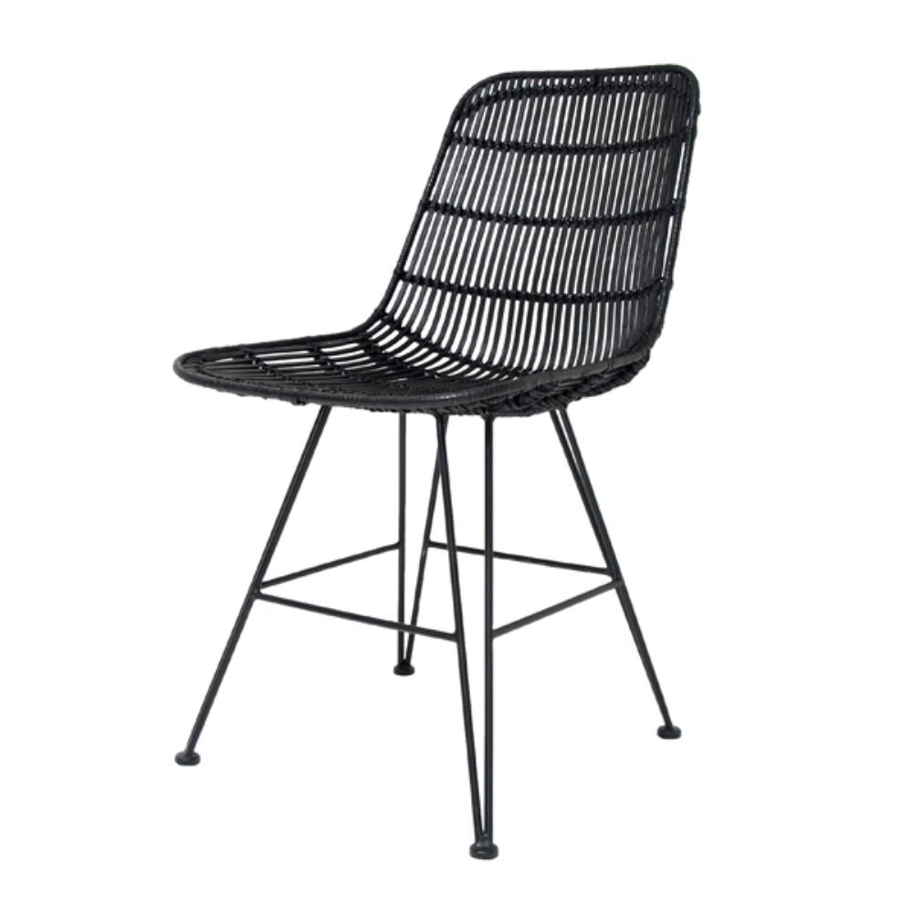 rattan dining chair black