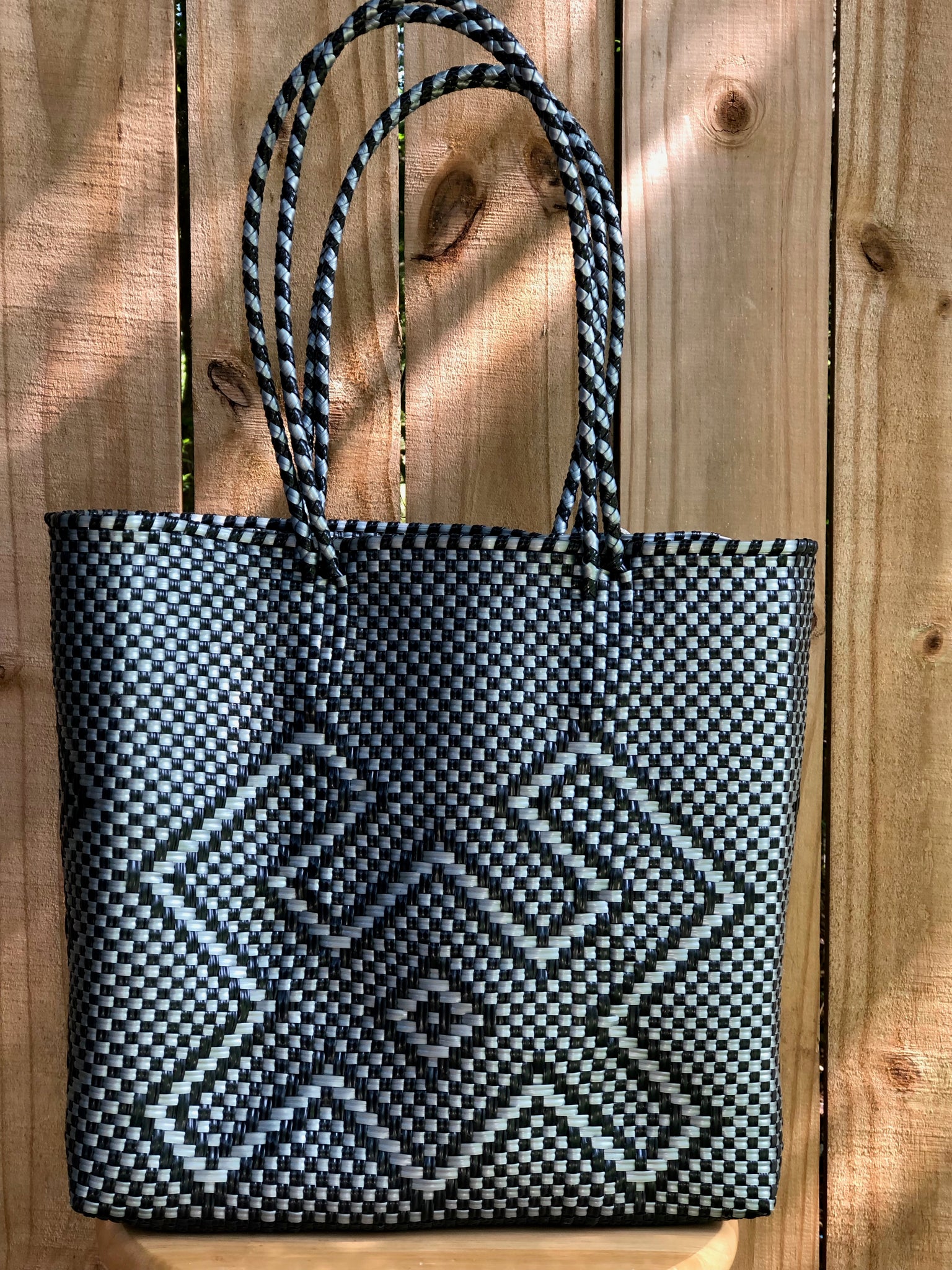 Black and Silver Woven Tote