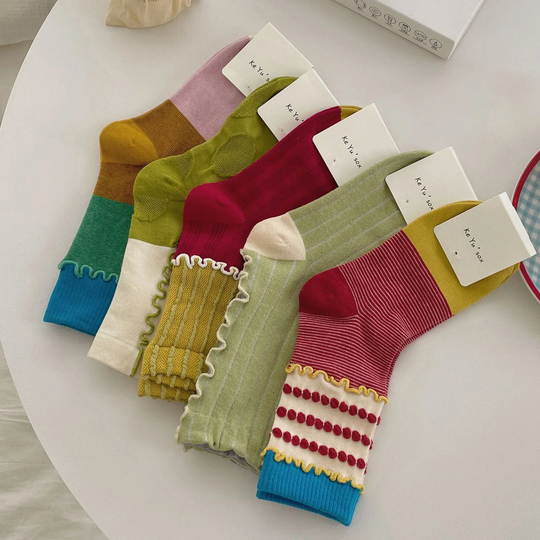 Texture Mix Crew Socks (5 Colours) Image 1
