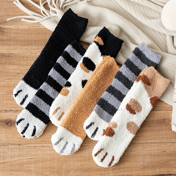 Fuzzy Cat Paw Socks (6 Colours) – Ice Cream Cake