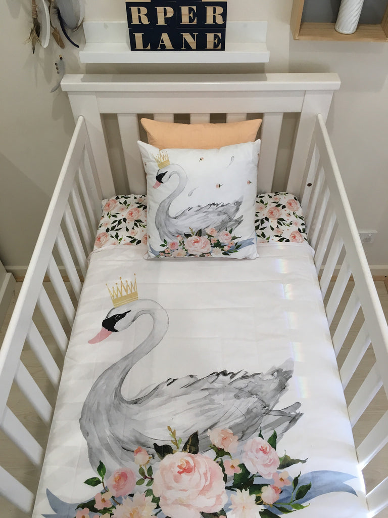 swan cot bed bedding