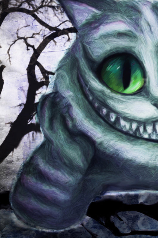 I Am Cheshire The Cat Halloween Alice In Wonderland Creepy Wall Art Mix Media Painting Lala S Art