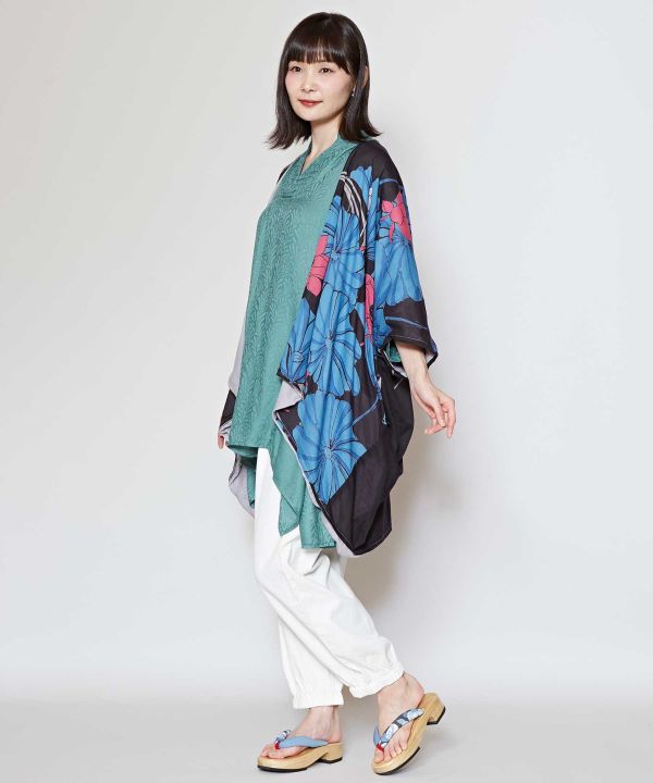 WATARI - Cotton Rose Print Reversible Kimono