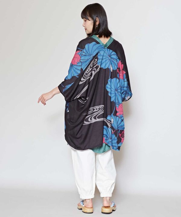 WATARI - Cotton Rose Print Reversible Kimono