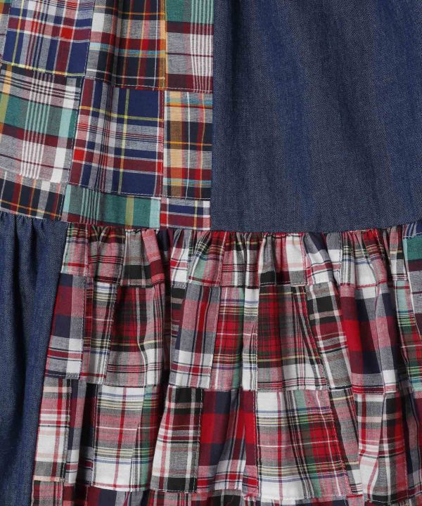 Madras Check Patchwork Skirt