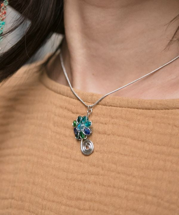 Glass Flower Charm Necklace