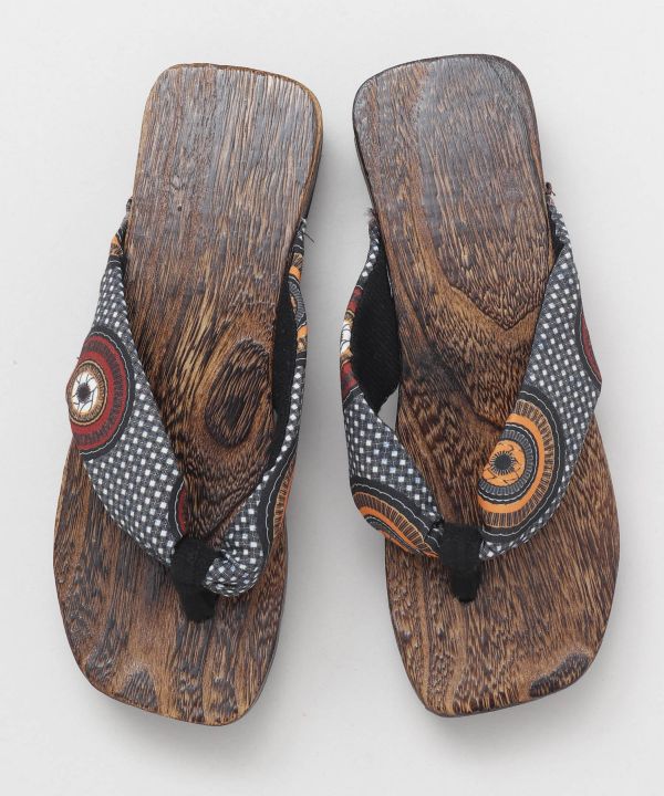 Kitenge Pattern Thong Wooden Sandals