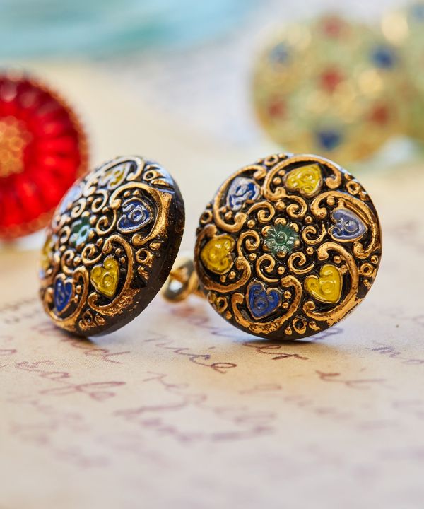 Czech Glass Button Stud Earrings