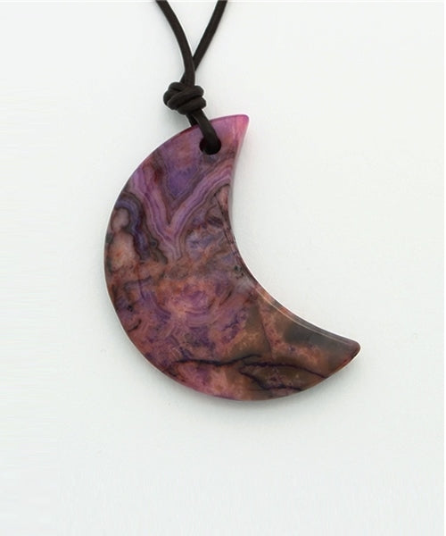 Gemstone Crescent Pendant Necklace