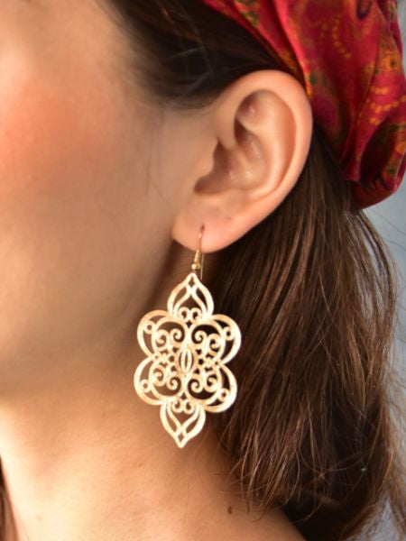 Oriental Pattern Openwork Metal Earrings