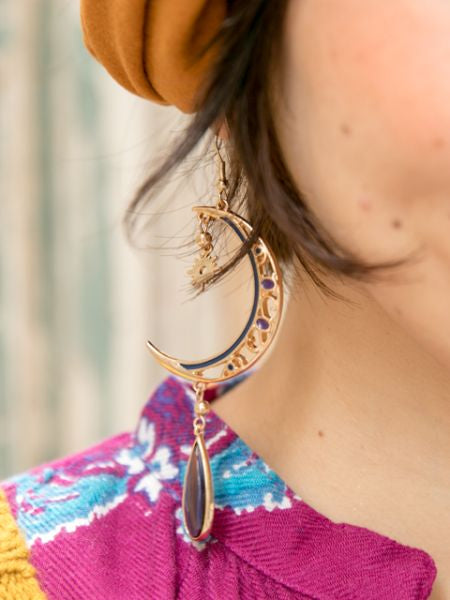 Sun and Crescent Moon Earrings