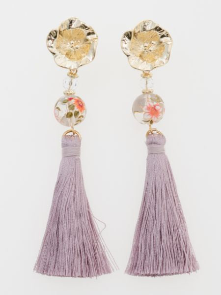 Bellflower Ball Tassel Earrings