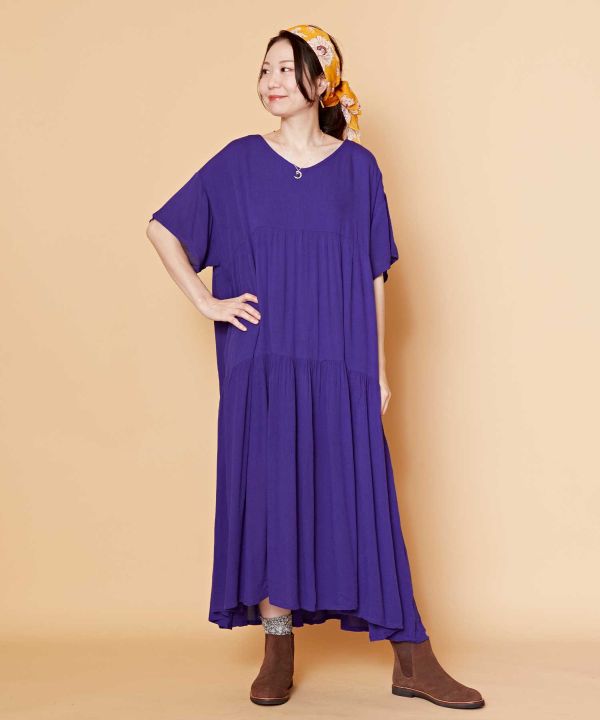 Rayon Crepe Tiered Dress