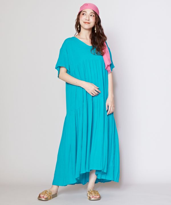 Rayon Crepe Tiered Dress