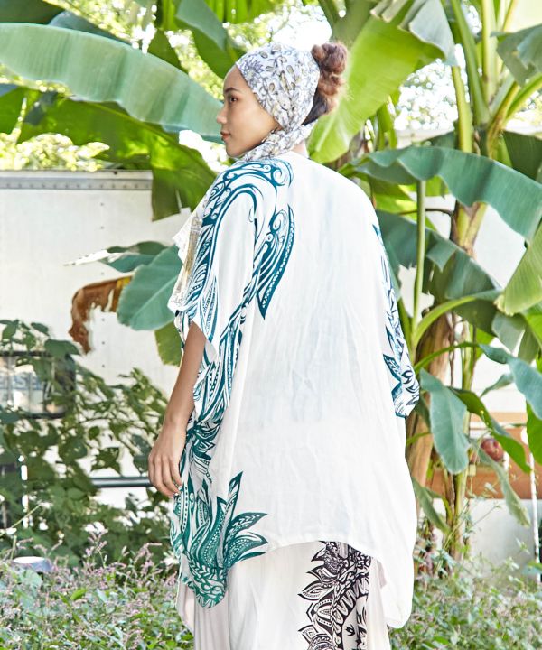 Polynesian Leaf UV Protection KIMONO