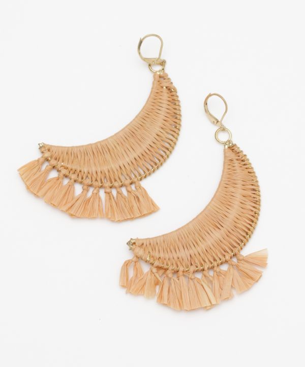 Braid Crescent Fringe Earrings