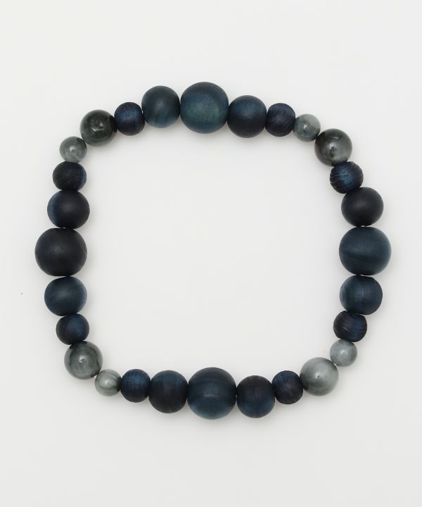 AIZOME Indigo Dyed Cypress x Gray Tiger Eye Bracelet