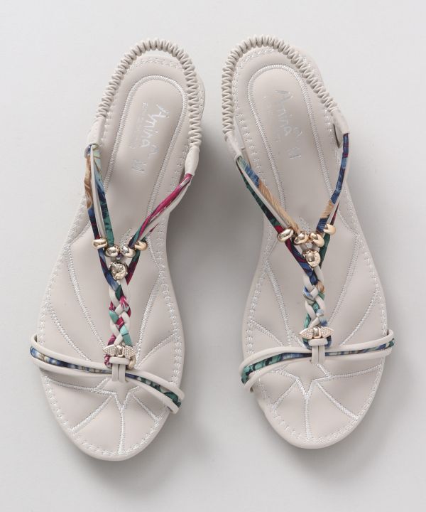 Boho Wedge Sandals - White