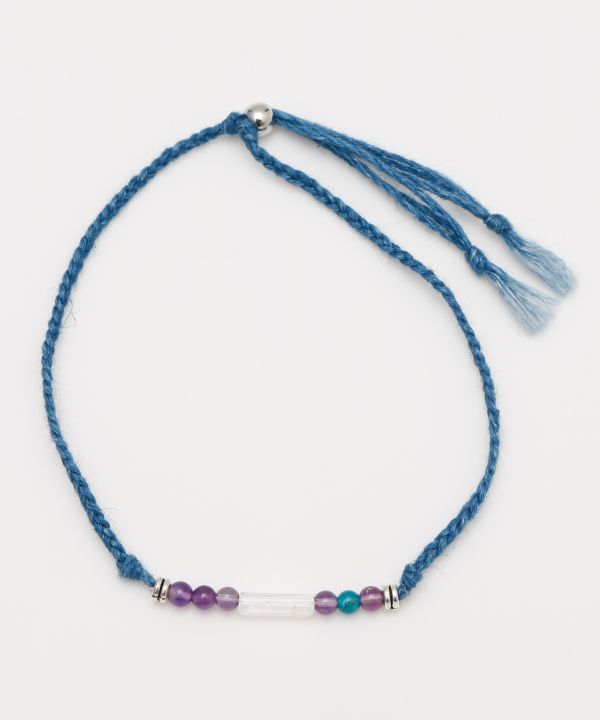 Indigo Dyed Braided Anklet - Amethyst - Feb