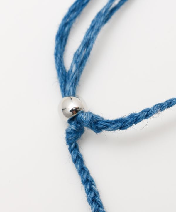 Indigo Dyed Braided Anklet - Rose Quartz - Oct