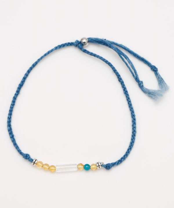 Indigo Dyed Braided Anklet - Citrine - Nov