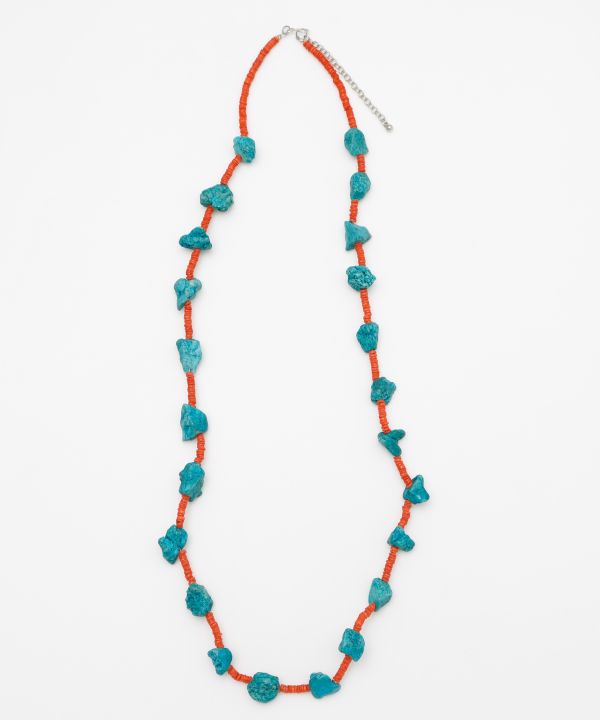 Turquoise x Shell Beaded Long Necklace