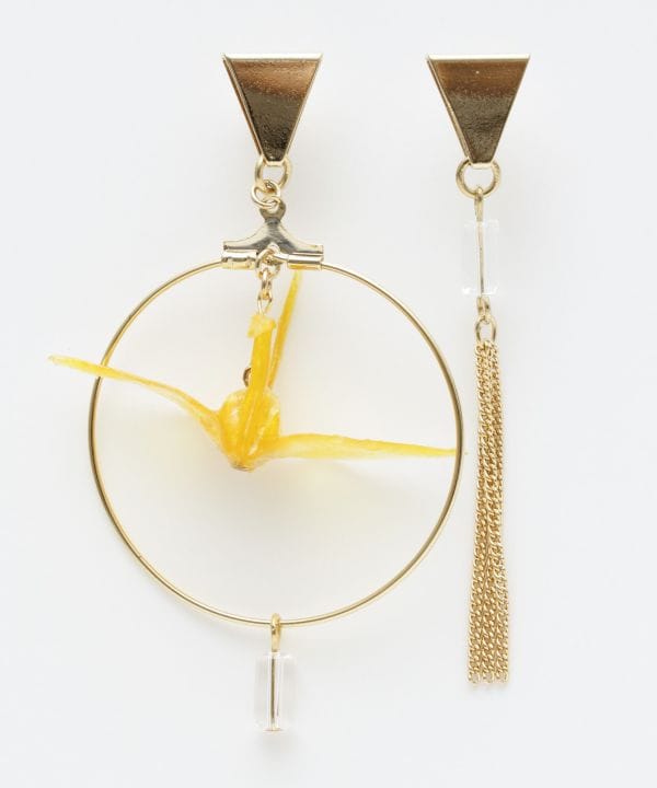 Hoop Origami Crane Earrings