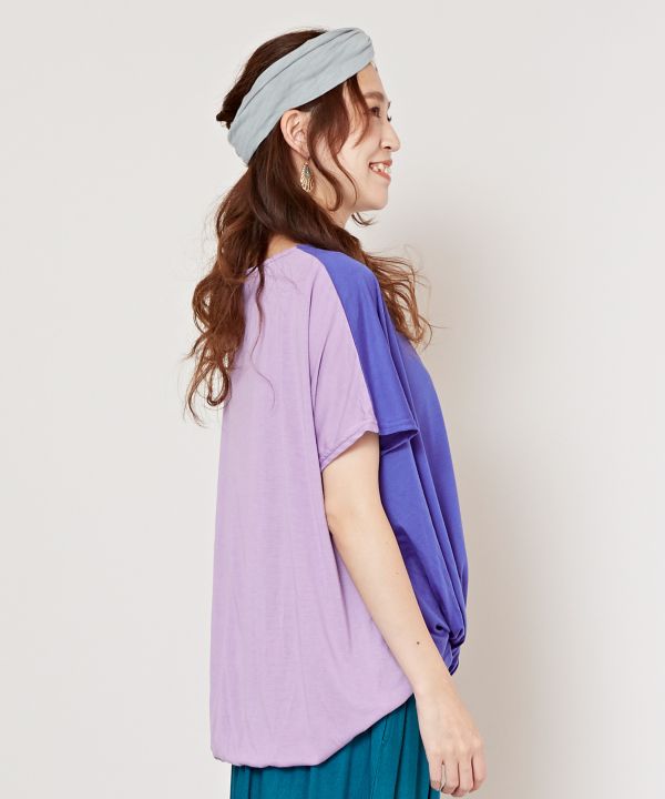 Bi Color Drape Top