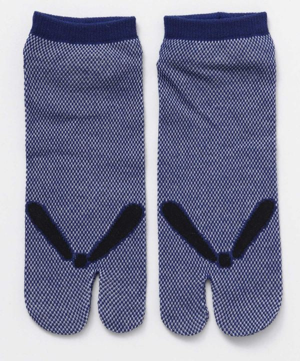 Moss Stitch TABI Socks 25-28cm - Navy HANAO