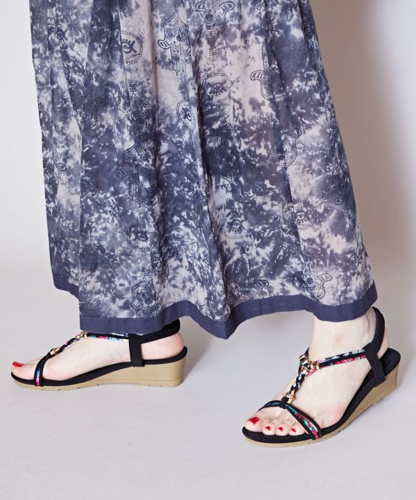 Tie Dye x Block Print Wide Leg Pants