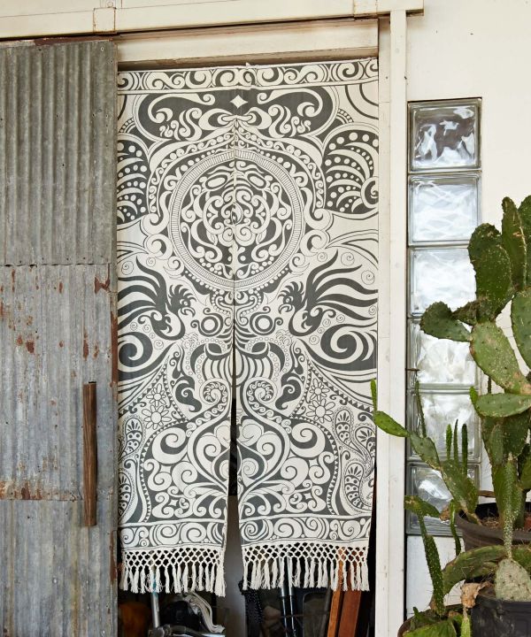 Tribal Pattern NOREN Slit Curtain