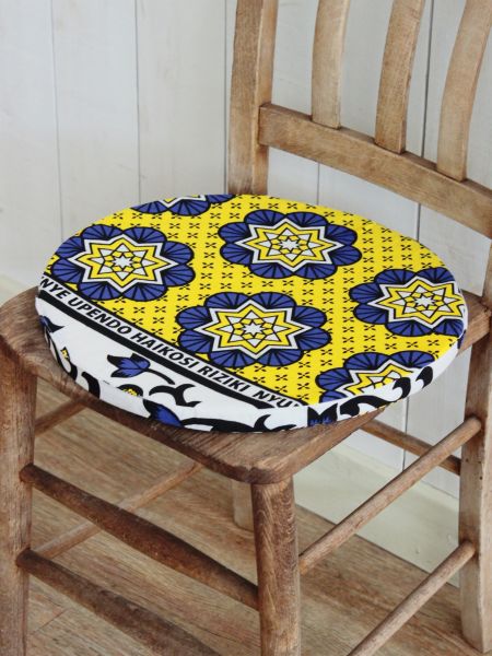 African Kanga Pattern Round Cushion