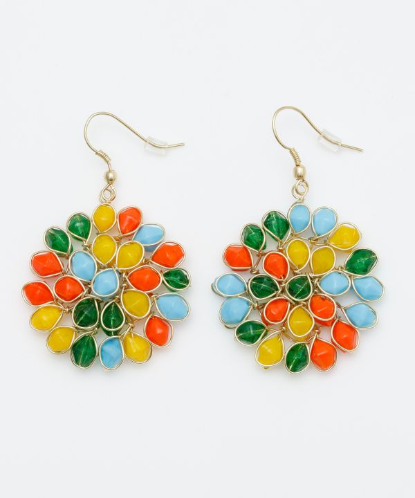 Glass Beads Flower Earrings