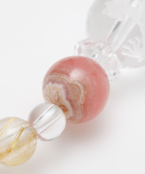 Rhodochrosite x Engraved Crystal Bracelet