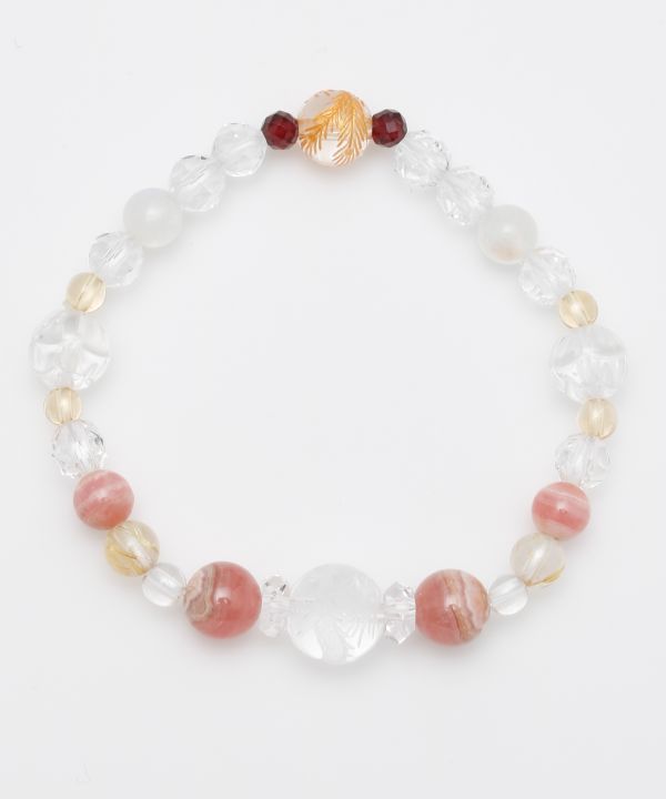 Rhodochrosite x Engraved Crystal Bracelet