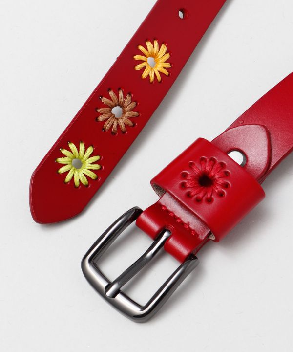 Leather Flower Embroidery Belt