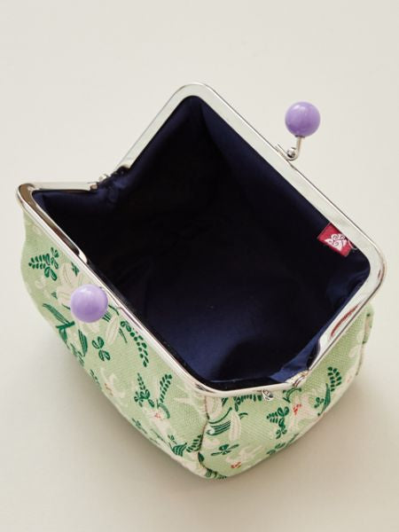 HANPU Canvas Barrel Shaped Floral GAMAGUCHI Purse