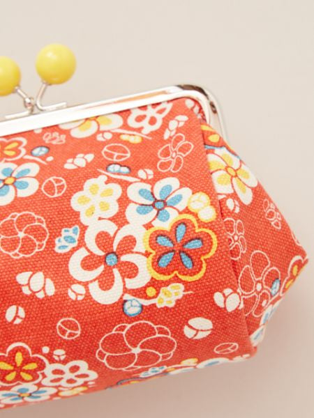 HANPU Canvas Barrel Shaped Floral GAMAGUCHI Purse