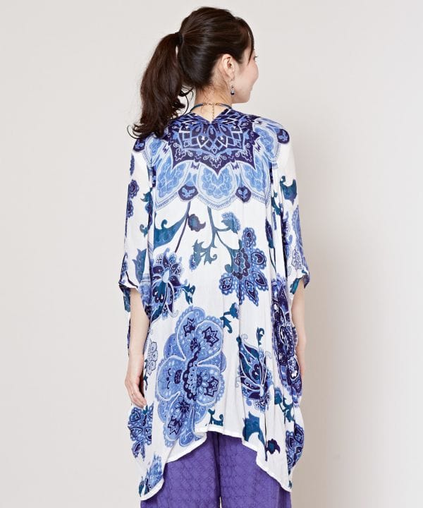 Unisex Ethnic Pattern Sheer KIMONO