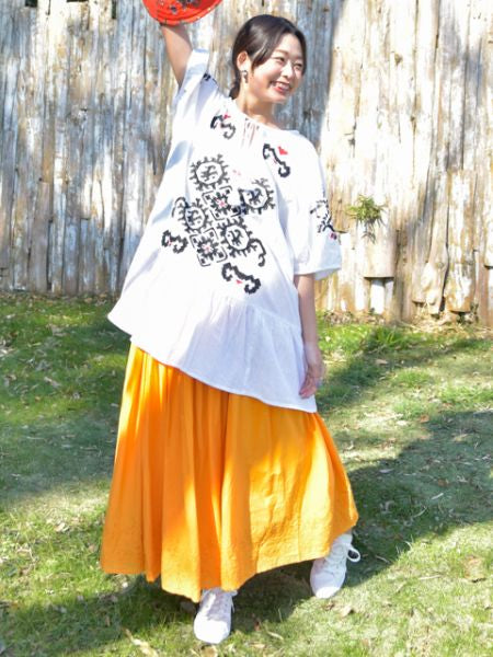 Indian Cotton Punched Lace Skirt