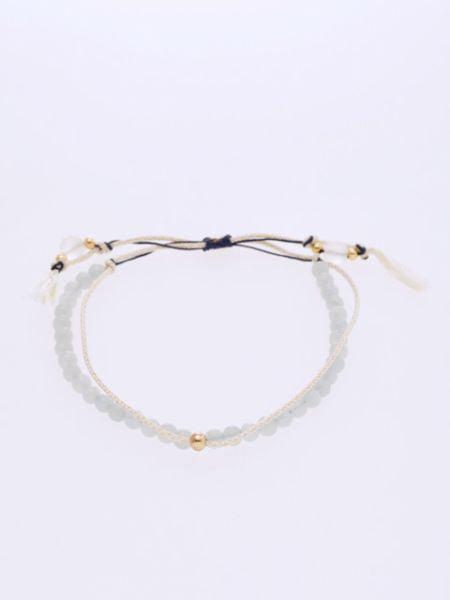 Mar Birthstone Silk Code Braid Bracelet - Aquamarine