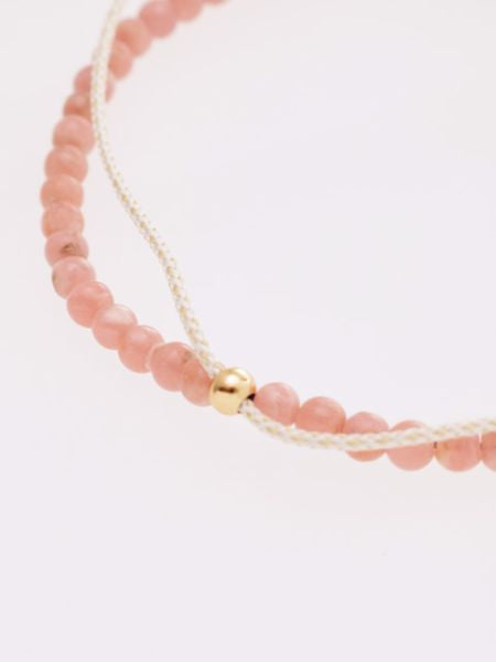 Jul Birthstone Silk Code Braid Bracelet - Rhodochrosite